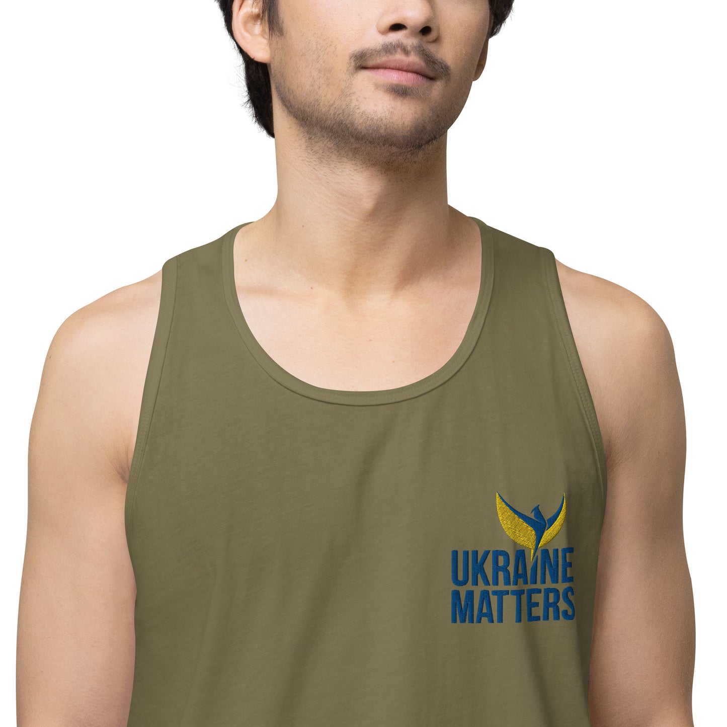 Men’s Premium Tank Top - Embroidered Ukraine Matters