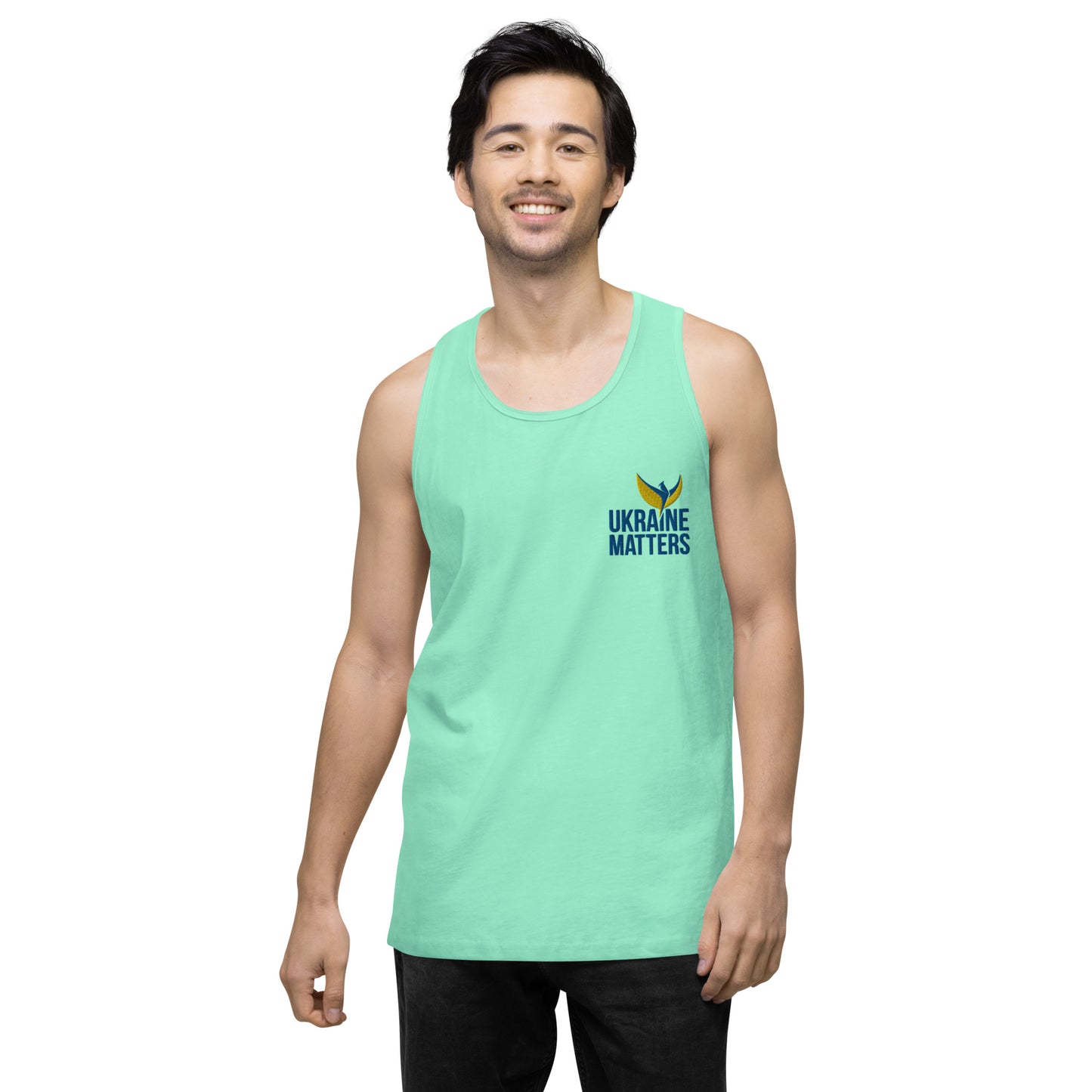 Men’s Premium Tank Top - Embroidered Ukraine Matters