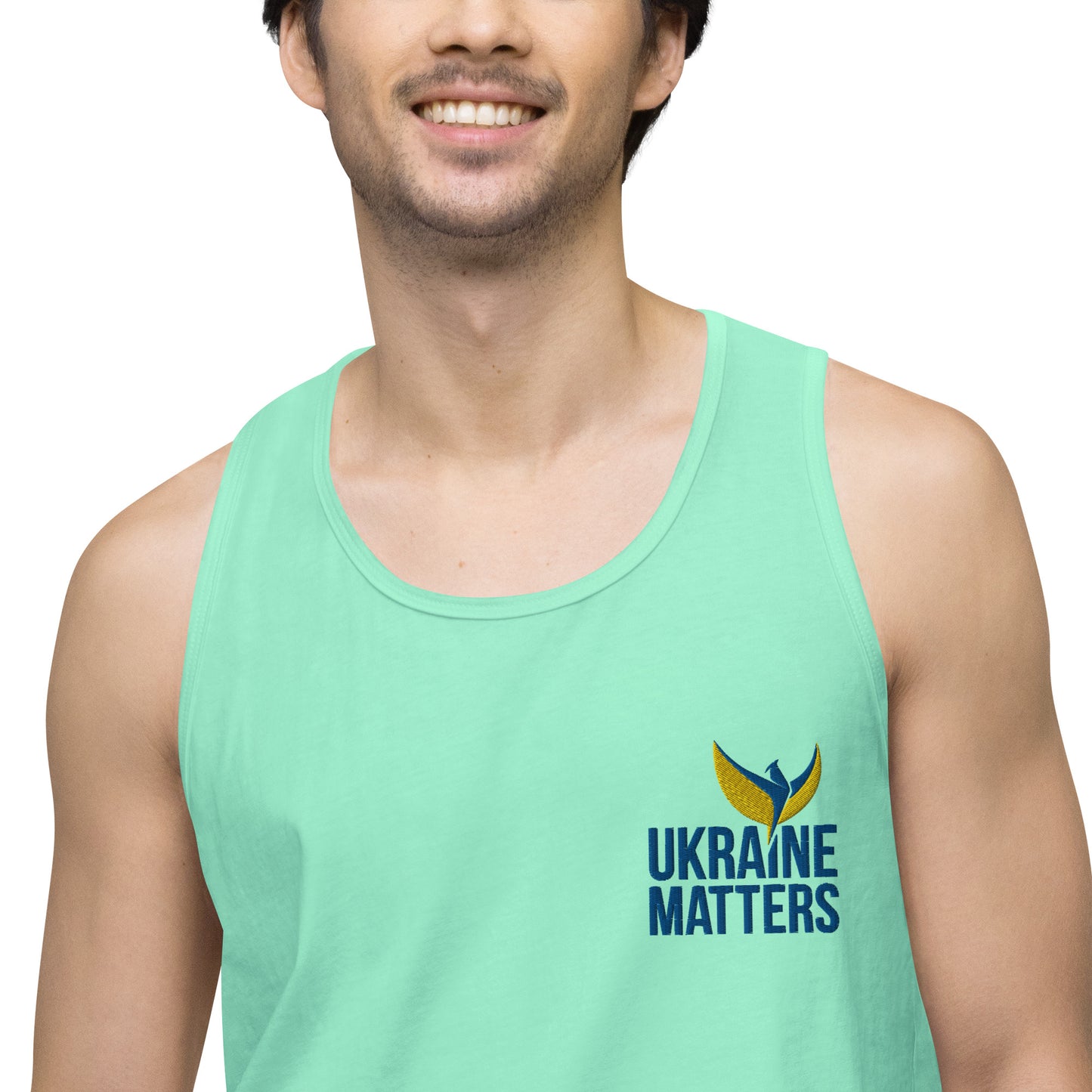 Men’s Premium Tank Top - Embroidered Ukraine Matters