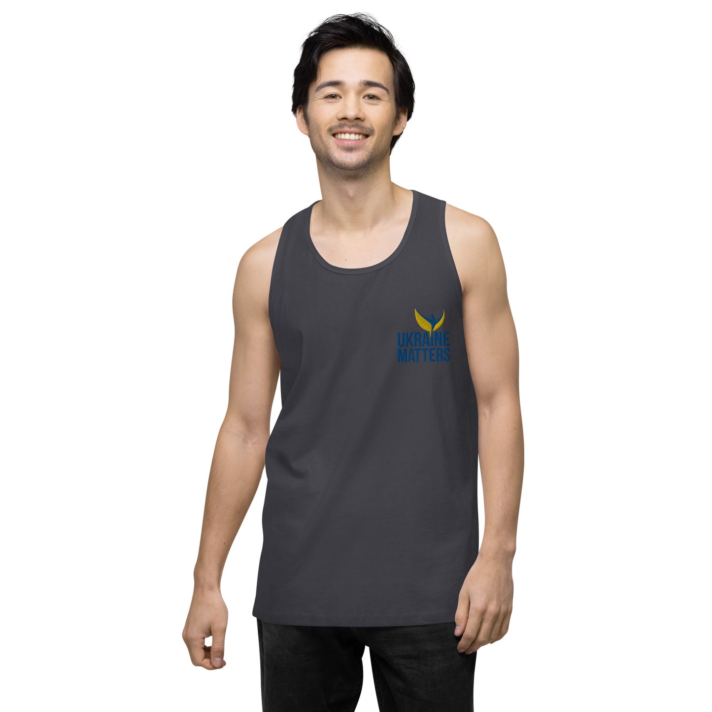 Men’s Premium Tank Top - Embroidered Ukraine Matters