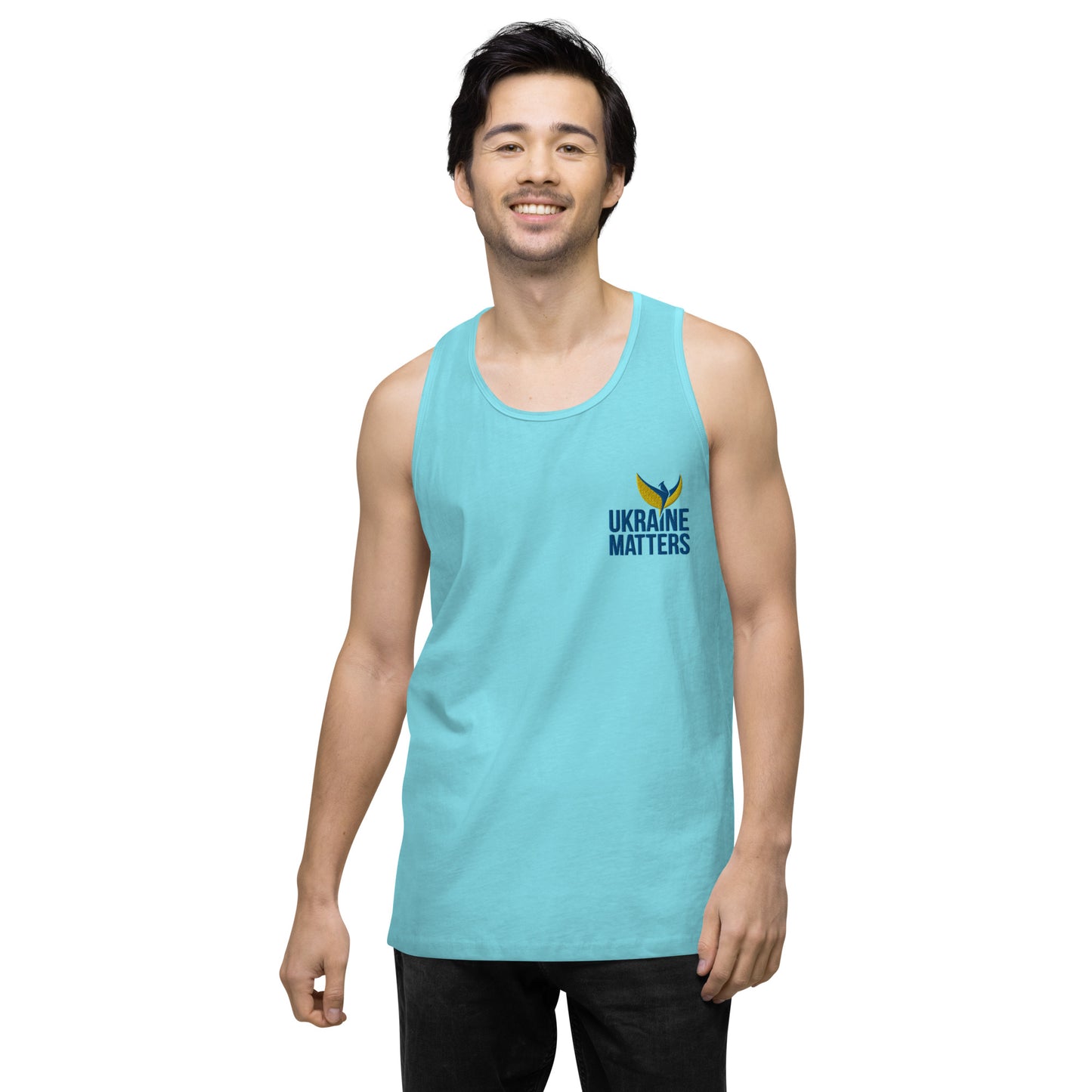 Men’s Premium Tank Top - Embroidered Ukraine Matters