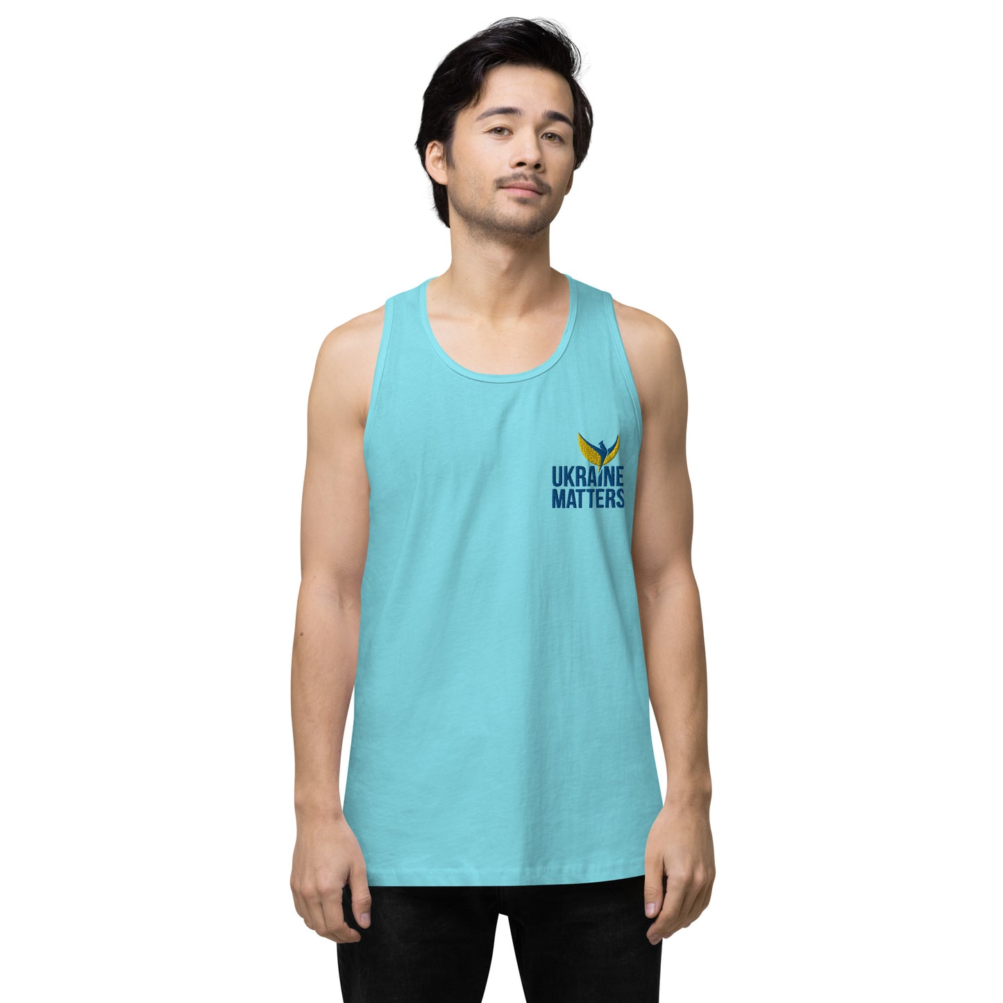 Men’s Premium Tank Top - Embroidered Ukraine Matters