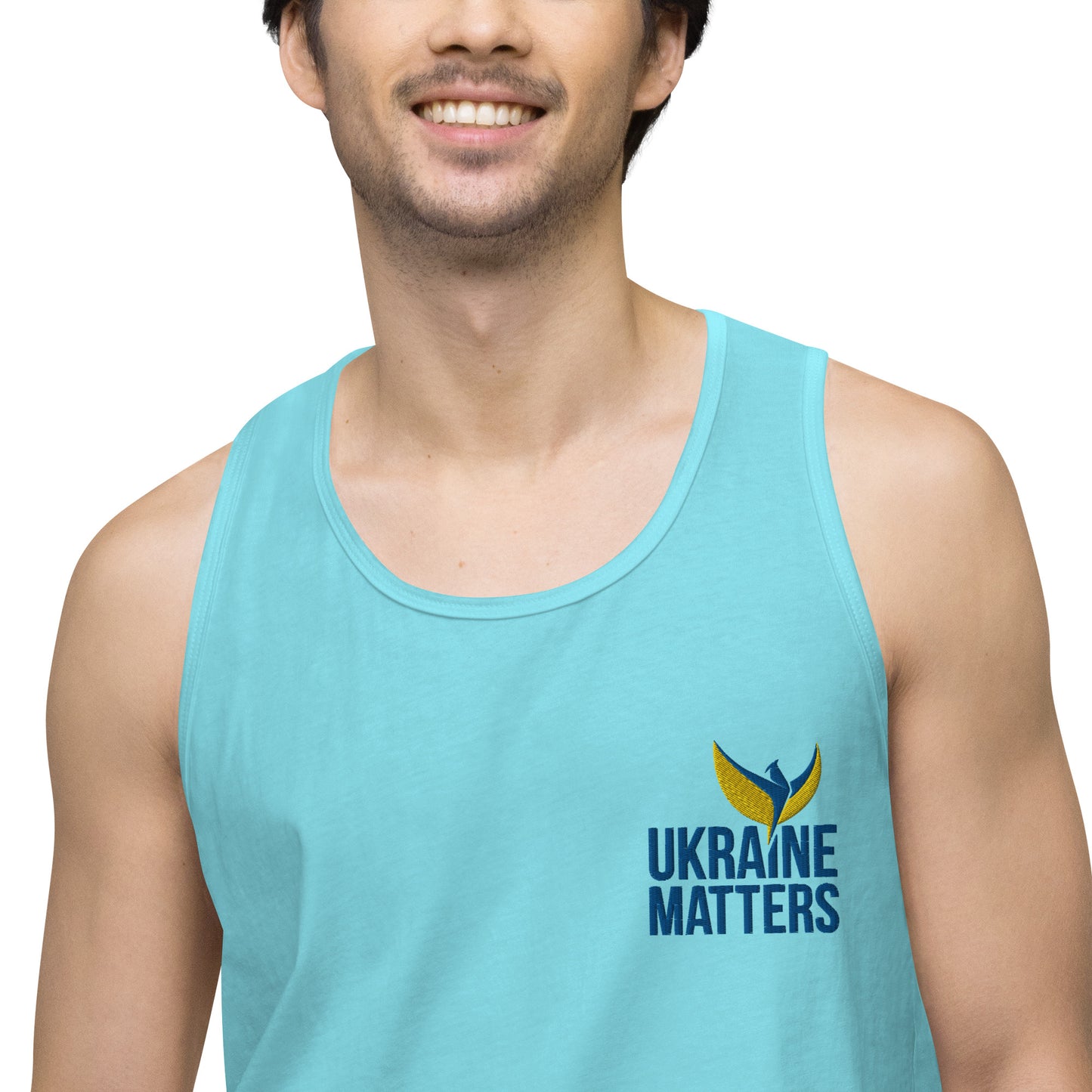 Men’s Premium Tank Top - Embroidered Ukraine Matters