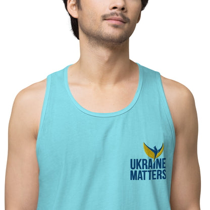 Men’s Premium Tank Top - Embroidered Ukraine Matters