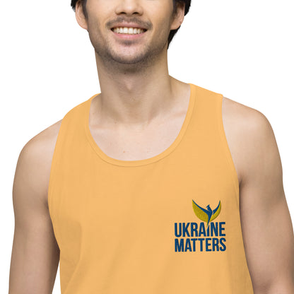 Men’s Premium Tank Top - Embroidered Ukraine Matters