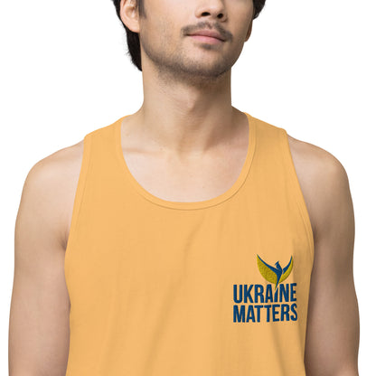 Men’s Premium Tank Top - Embroidered Ukraine Matters