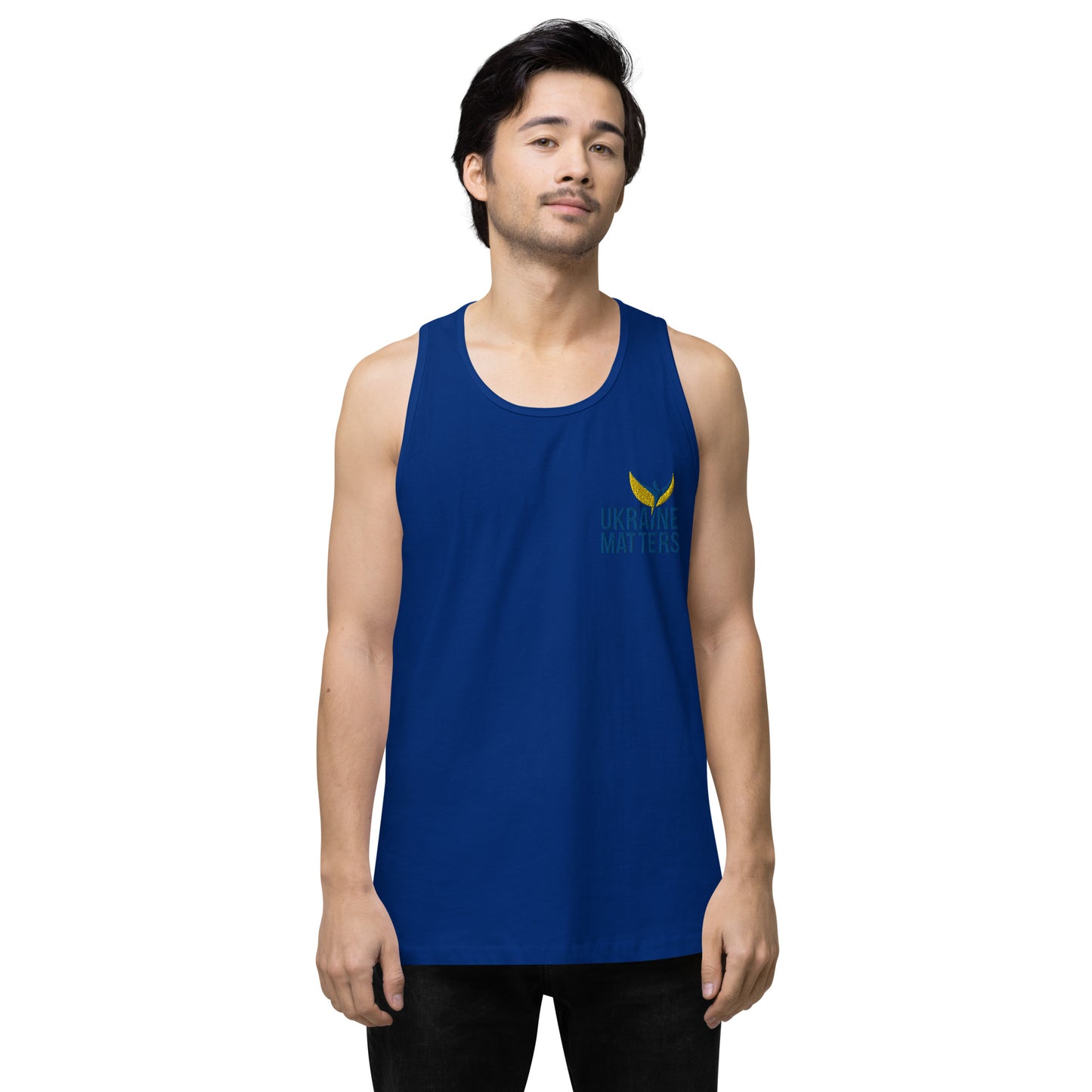 Men’s Premium Tank Top - Embroidered Ukraine Matters