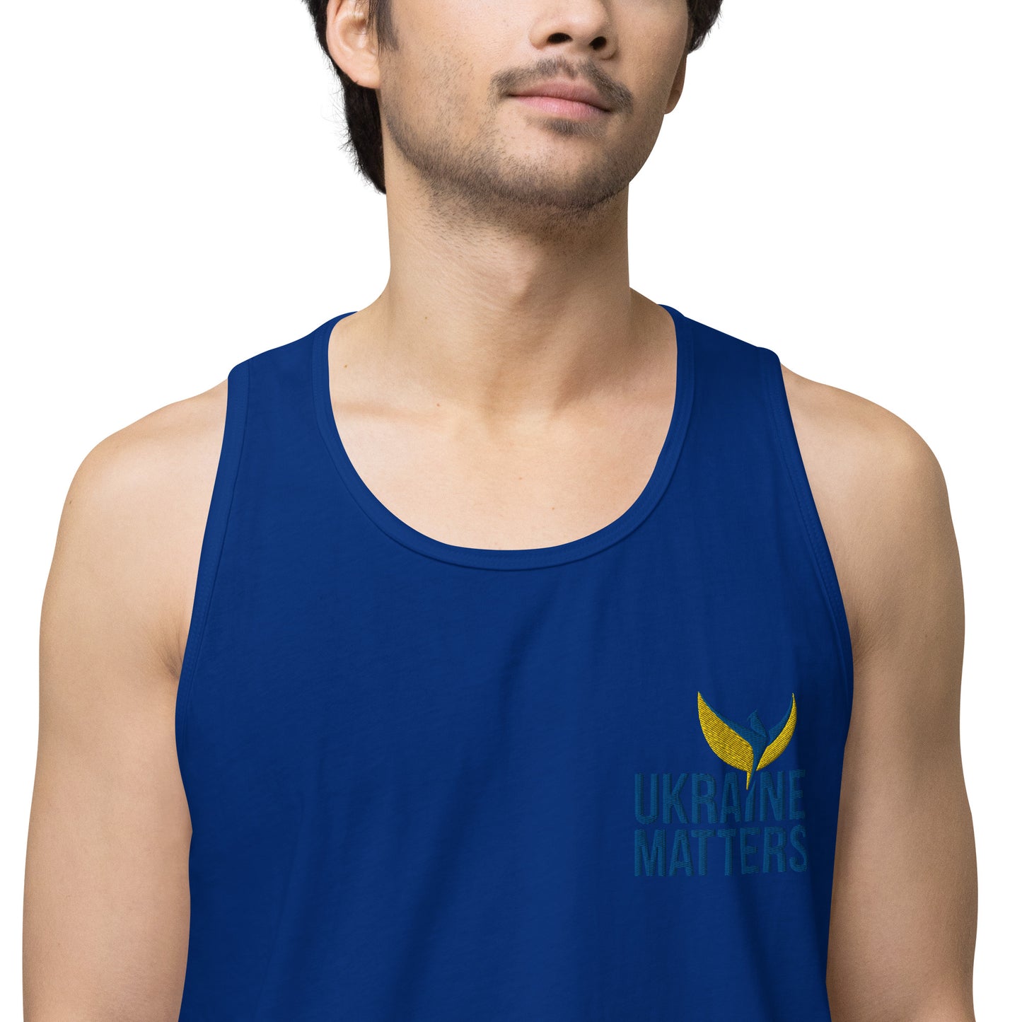 Men’s Premium Tank Top - Embroidered Ukraine Matters