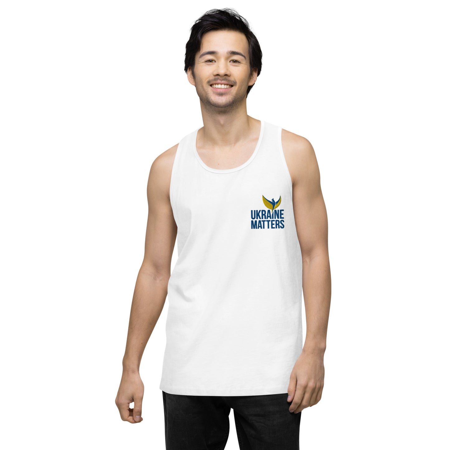 Men’s Premium Tank Top - Embroidered Ukraine Matters