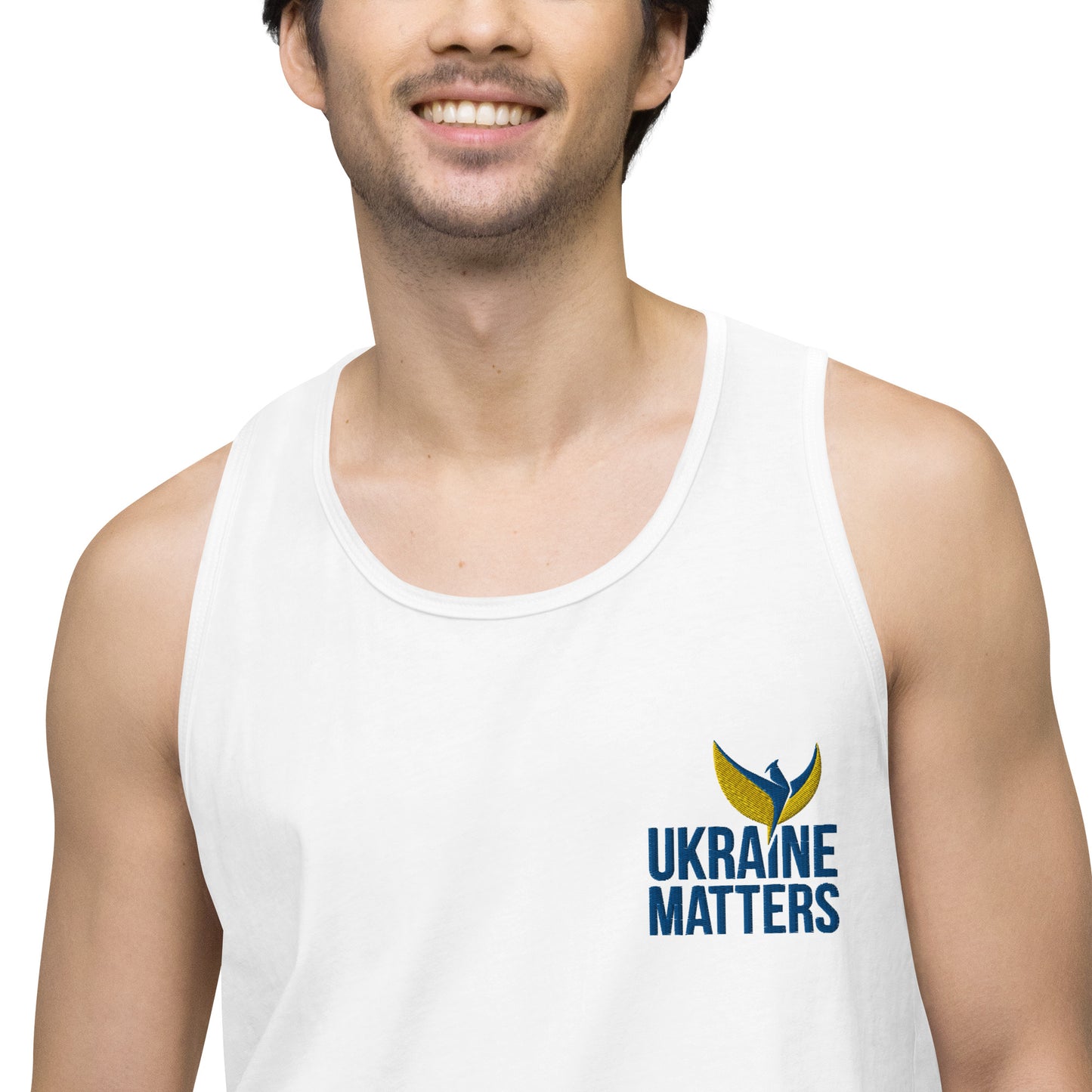 Men’s Premium Tank Top - Embroidered Ukraine Matters