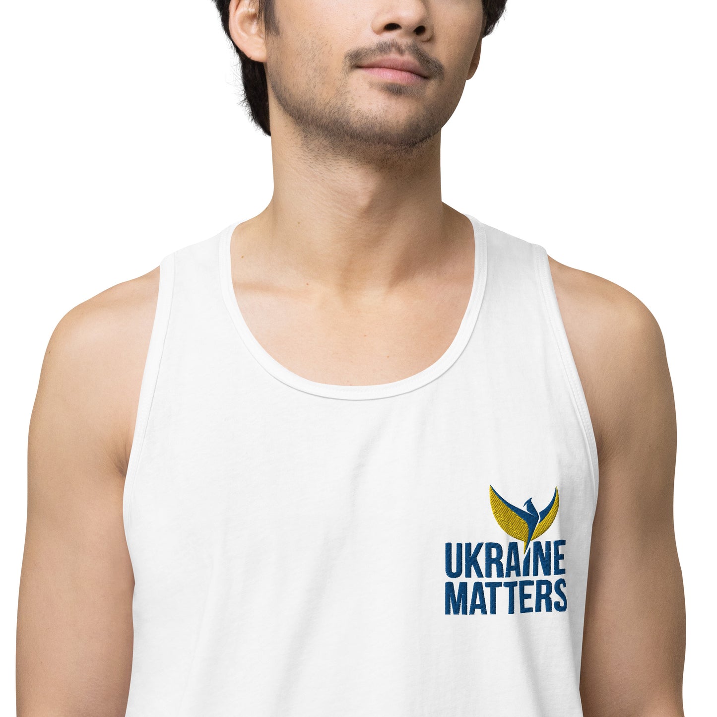 Men’s Premium Tank Top - Embroidered Ukraine Matters