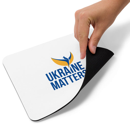 White Mouse Pad - Ukraine Matters Logo