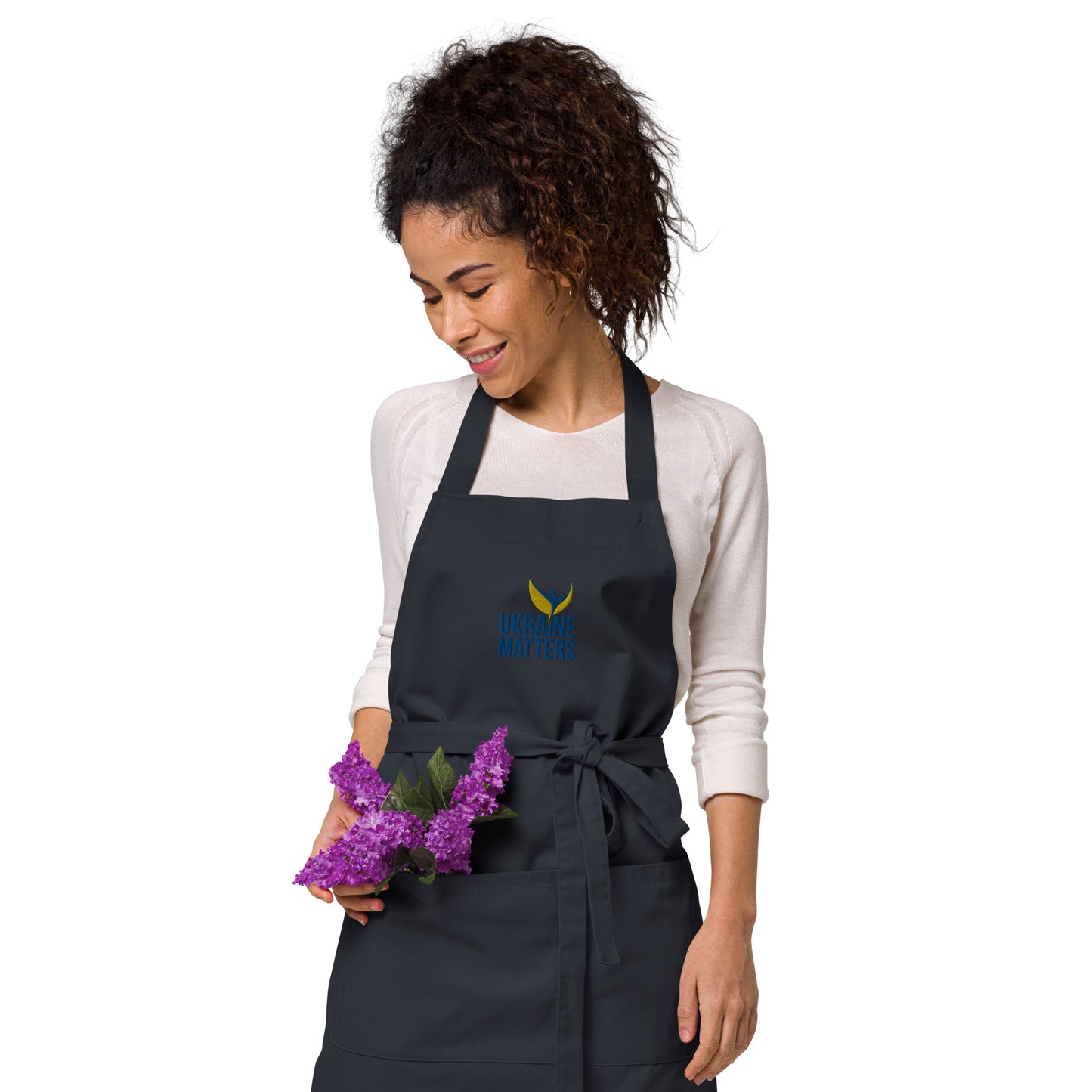 Organic Cotton Apron - Ukraine Matters Logo