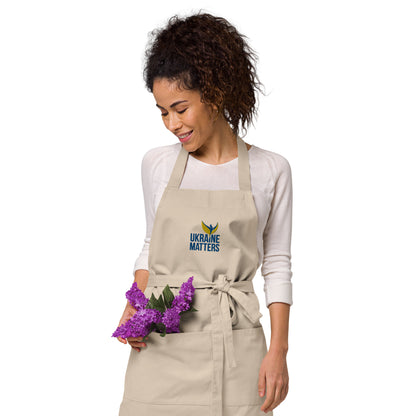 Organic Cotton Apron - Ukraine Matters Logo