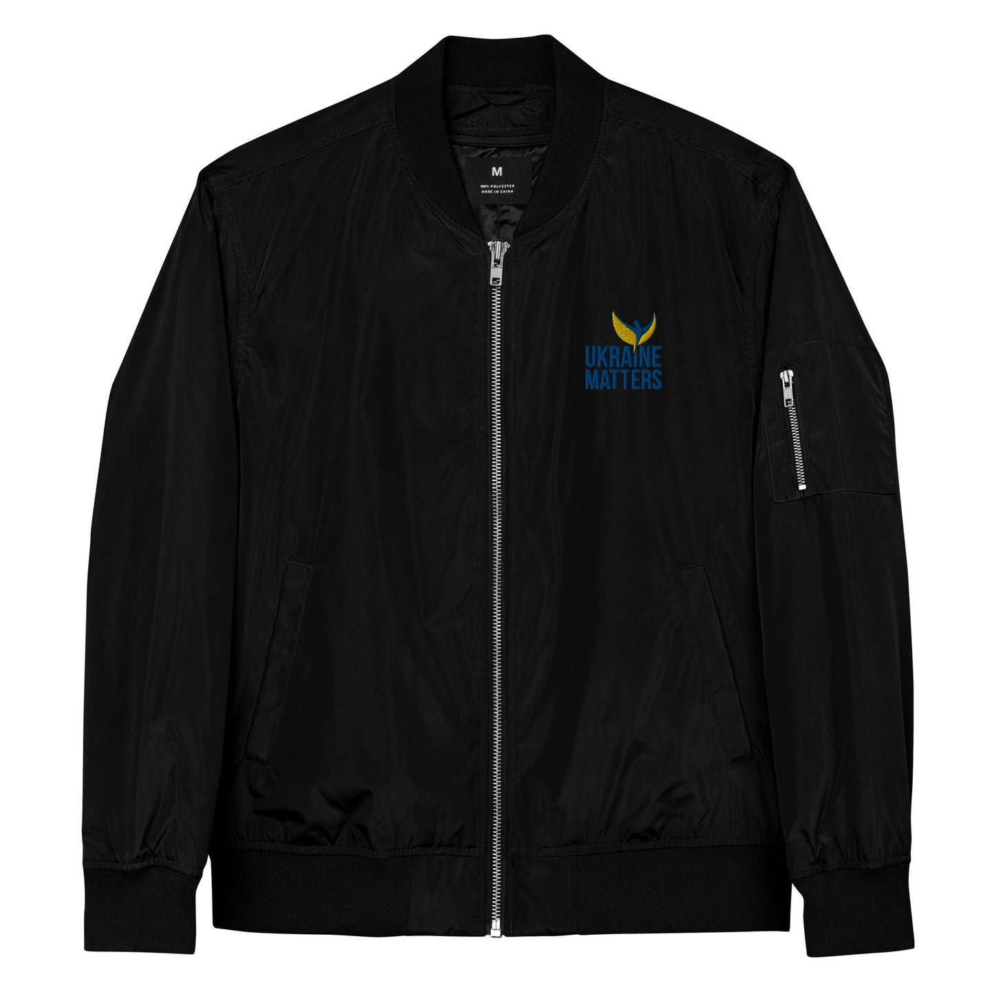 Unisex Premium Recycled Bomber Jacket - Embroidered Ukraine Matters Logo