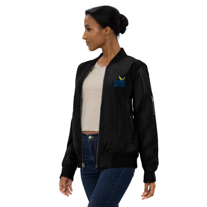 Unisex Premium Recycled Bomber Jacket - Embroidered Ukraine Matters Logo