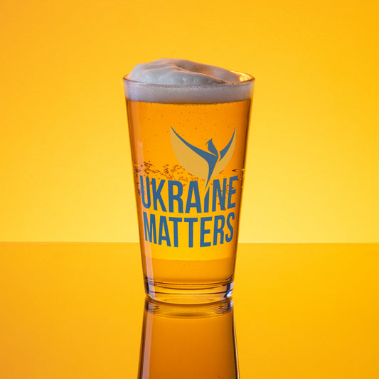 Shaker Pint Glass - Ukraine Matters Logo