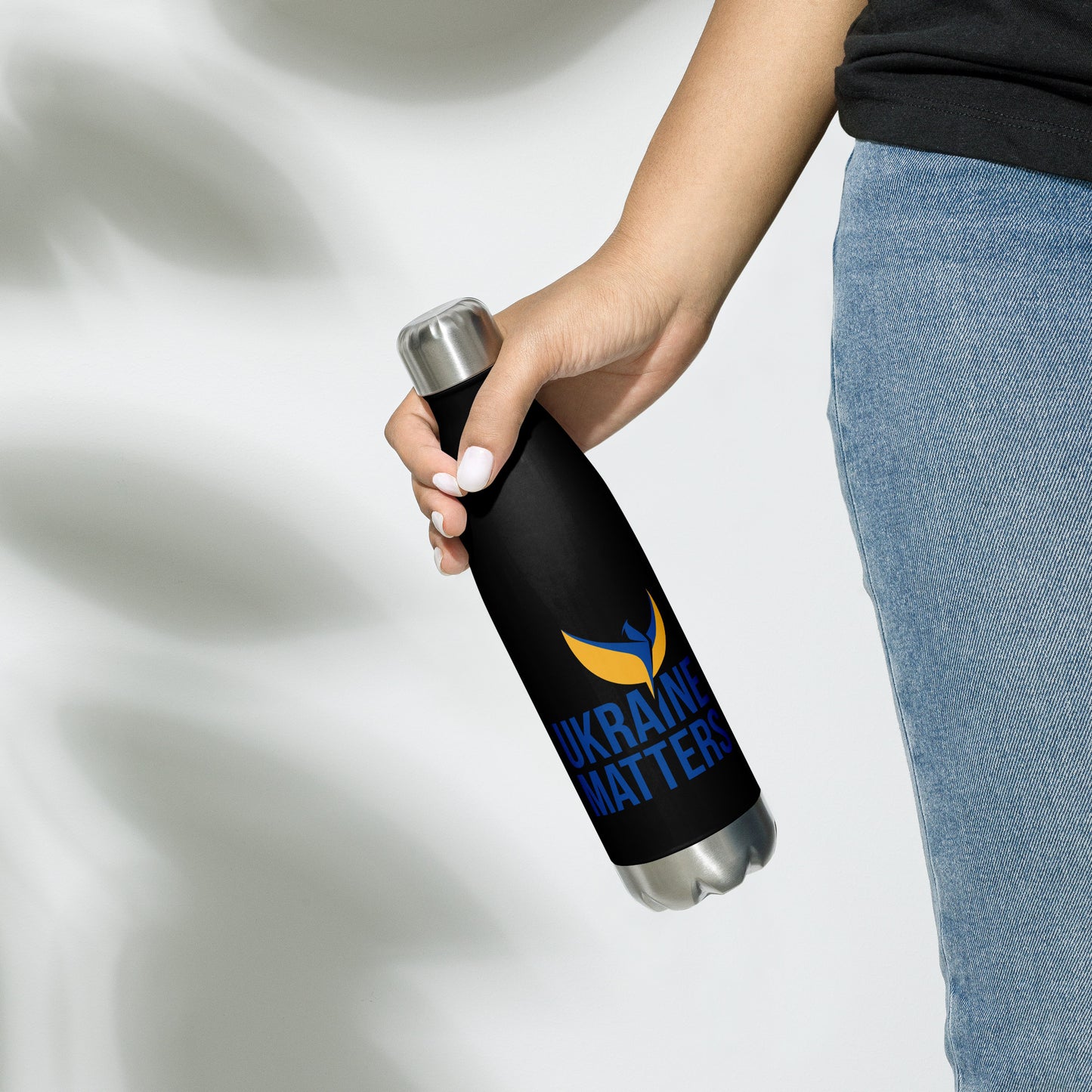 Stainless Steel Water Bottle - Ukraine Matters Logo