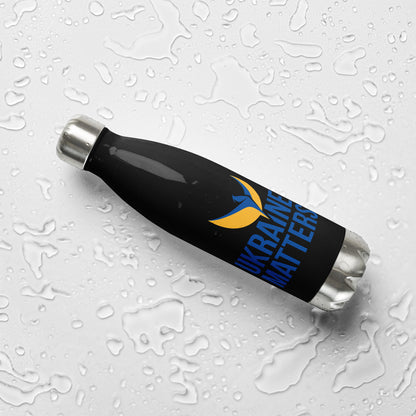 Stainless Steel Water Bottle - Ukraine Matters Logo