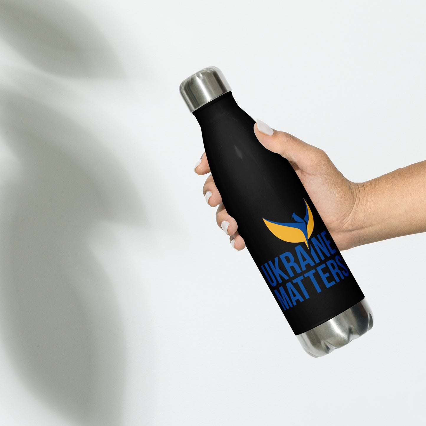 Stainless Steel Water Bottle - Ukraine Matters Logo