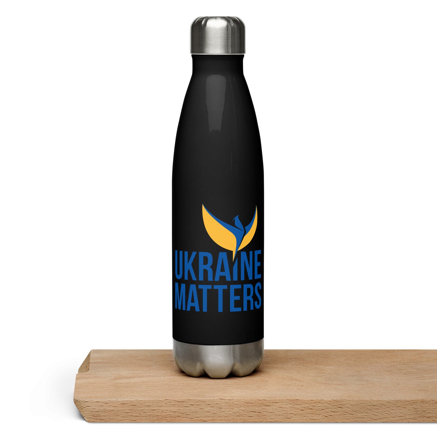 Stainless Steel Water Bottle - Ukraine Matters Logo