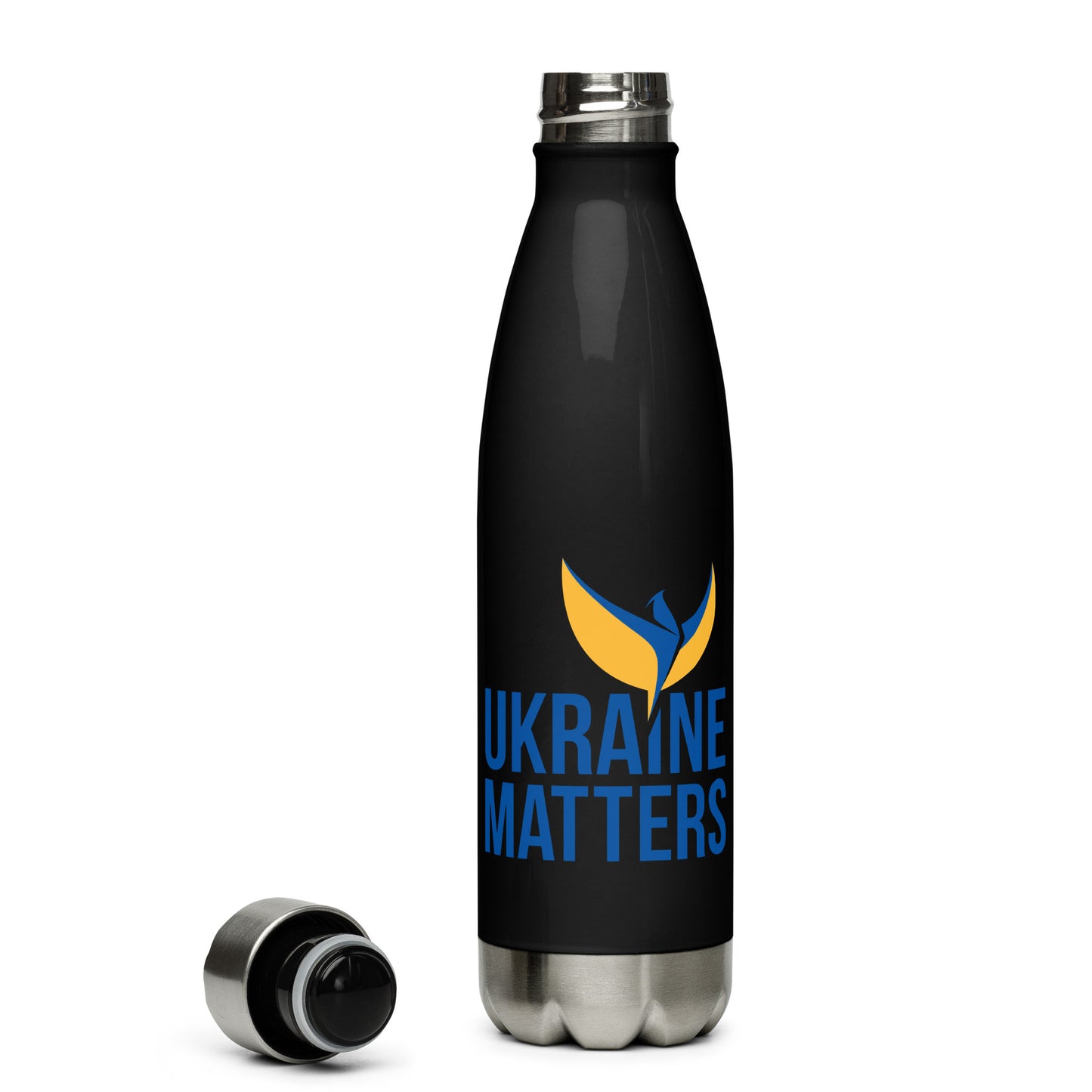 Stainless Steel Water Bottle - Ukraine Matters Logo