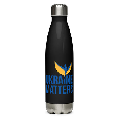 Stainless Steel Water Bottle - Ukraine Matters Logo