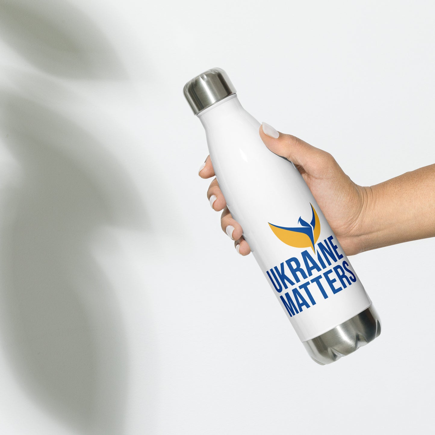 Stainless Steel Water Bottle - Ukraine Matters Logo