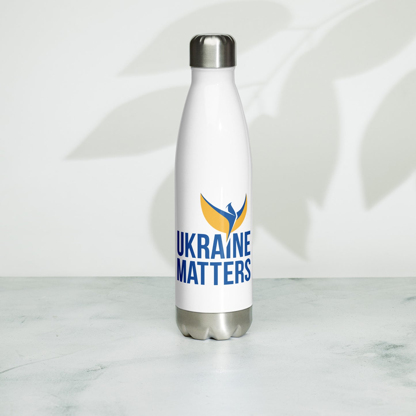 Stainless Steel Water Bottle - Ukraine Matters Logo