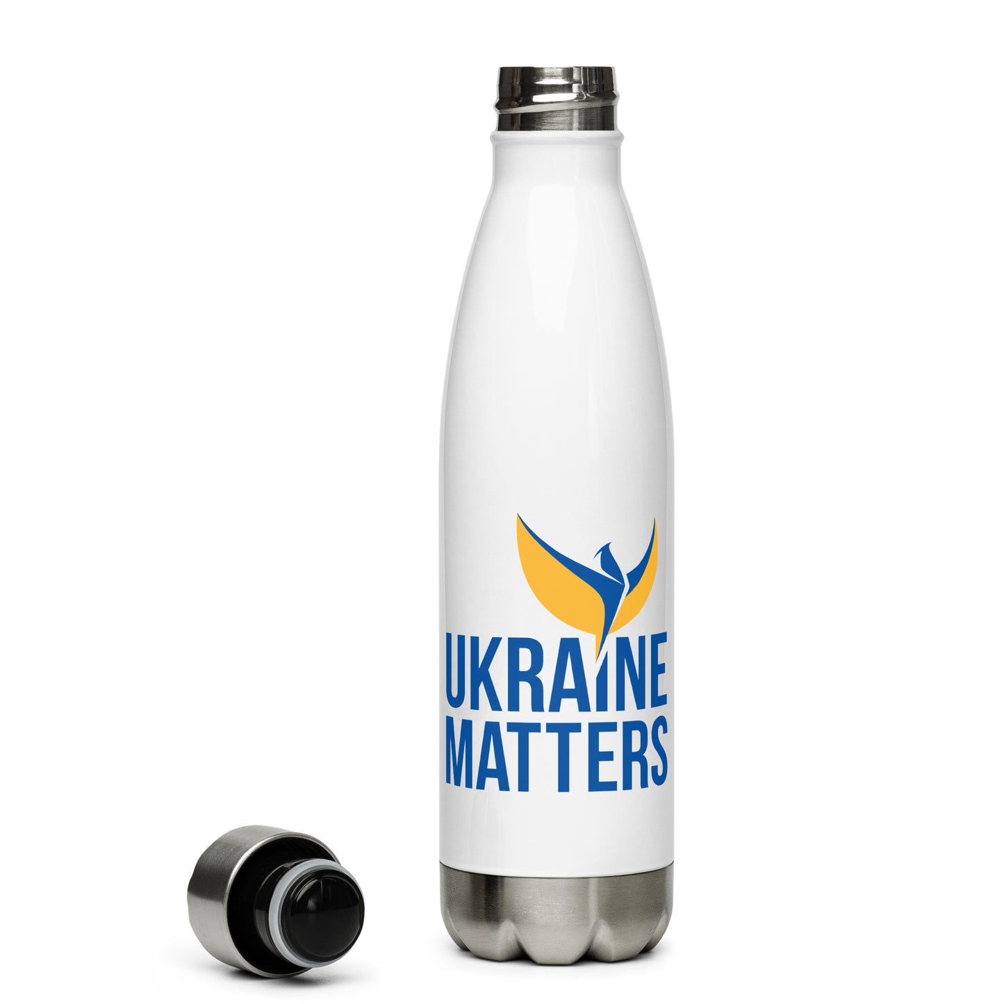 Stainless Steel Water Bottle - Ukraine Matters Logo