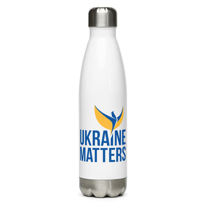 Stainless Steel Water Bottle - Ukraine Matters Logo