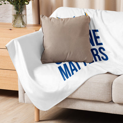 White Sherpa Blanket - Ukraine Matters Logo