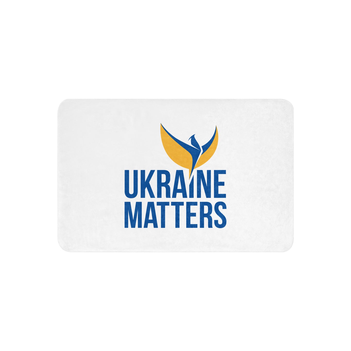 White Sherpa Blanket - Ukraine Matters Logo