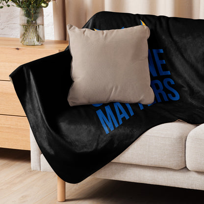 Black Sherpa Blanket - Ukraine Matters Logo