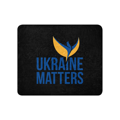 Black Sherpa Blanket - Ukraine Matters Logo