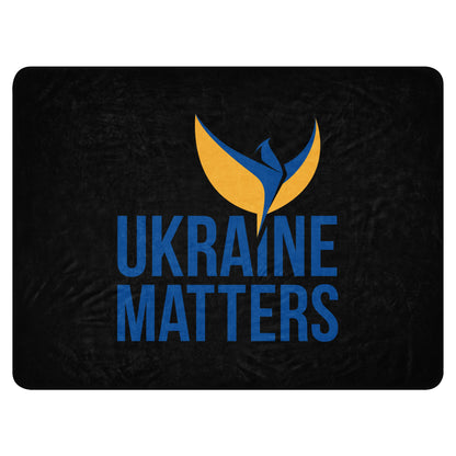 Black Sherpa Blanket - Ukraine Matters Logo