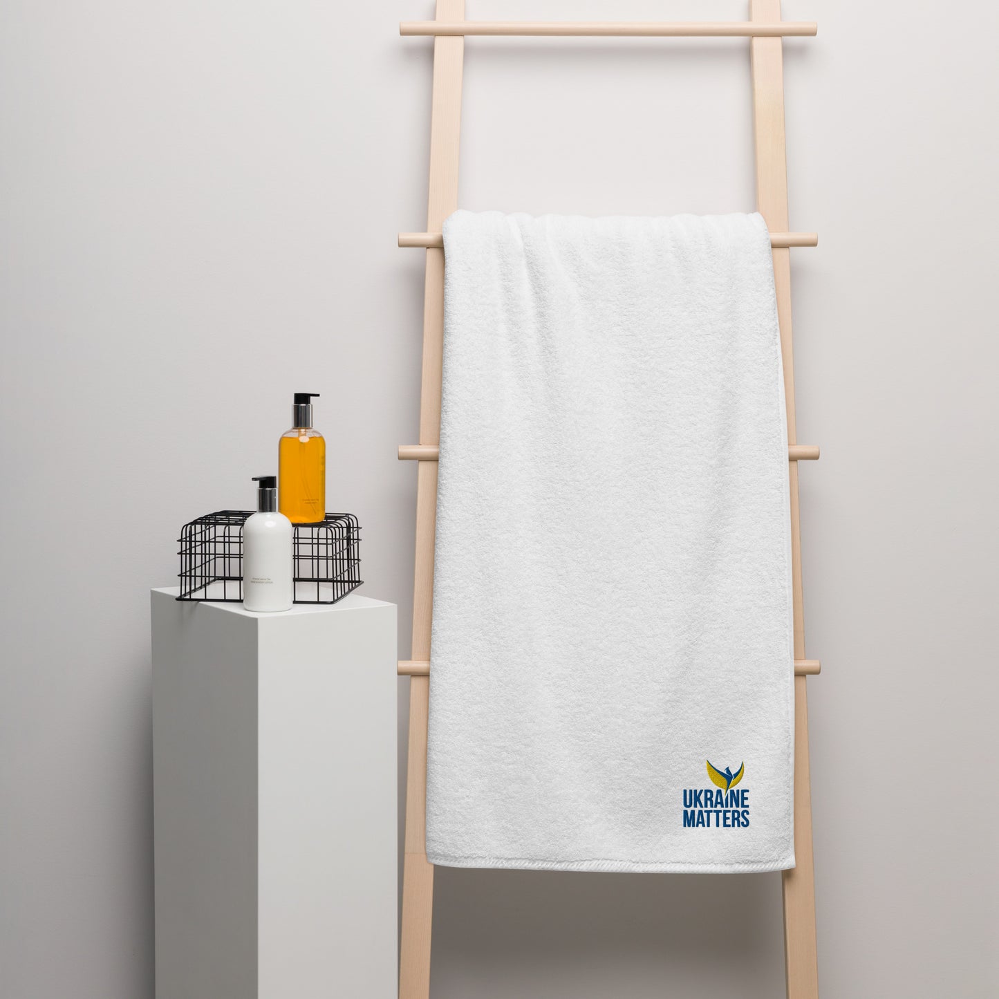 High Quality Turkish Cotton Towel - Embroidered Ukraine Matters Logo