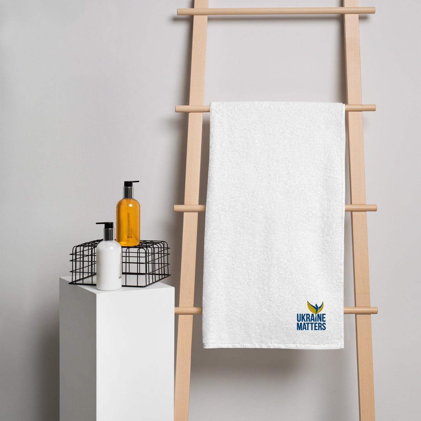 High Quality Turkish Cotton Towel - Embroidered Ukraine Matters Logo