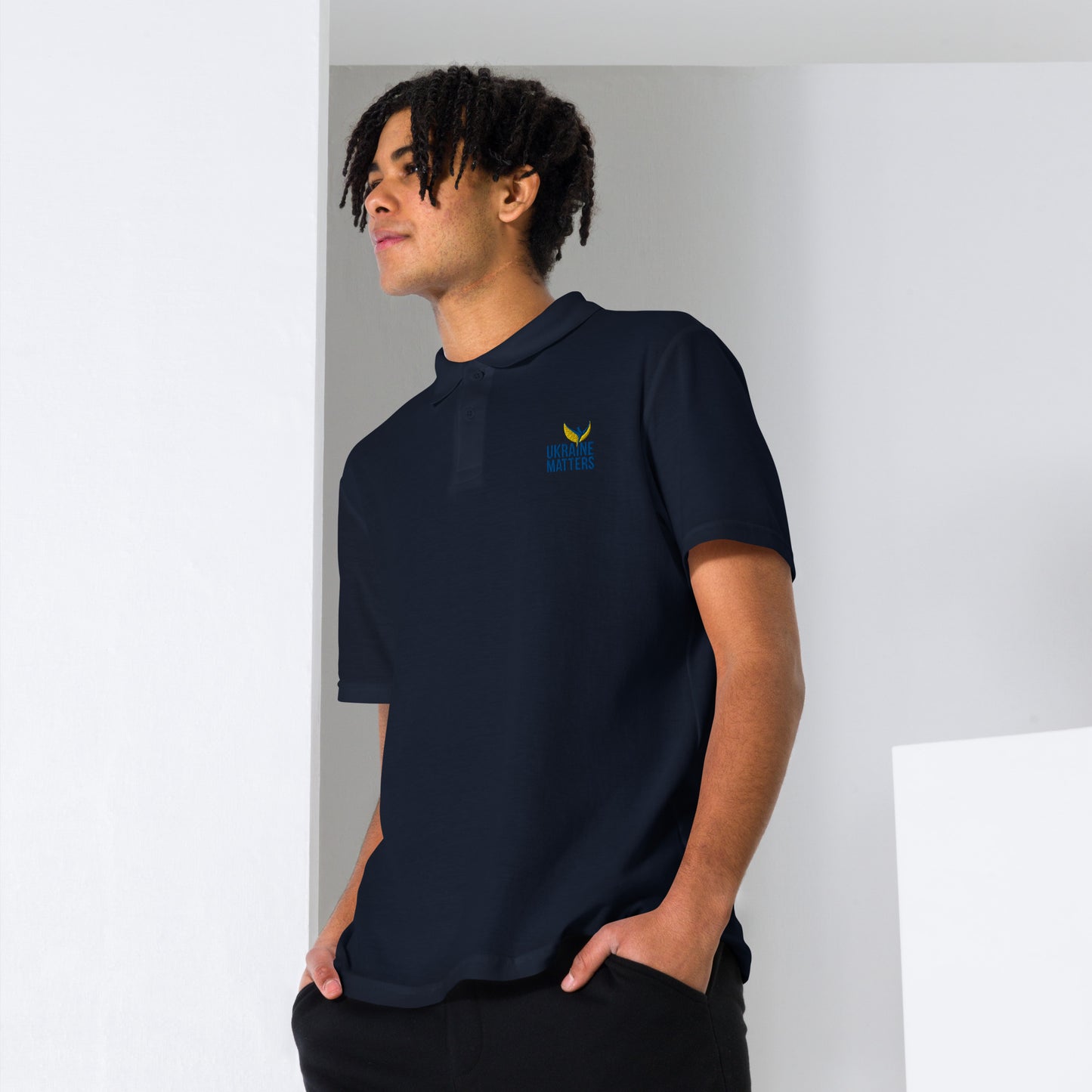 Unisex Polo Shirt - Embroidered Ukraine Matters Logo