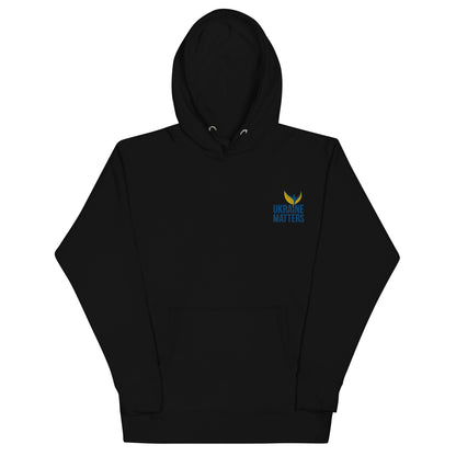 Premium Unisex Hoodie - Embroidered Ukraine Matters Logo