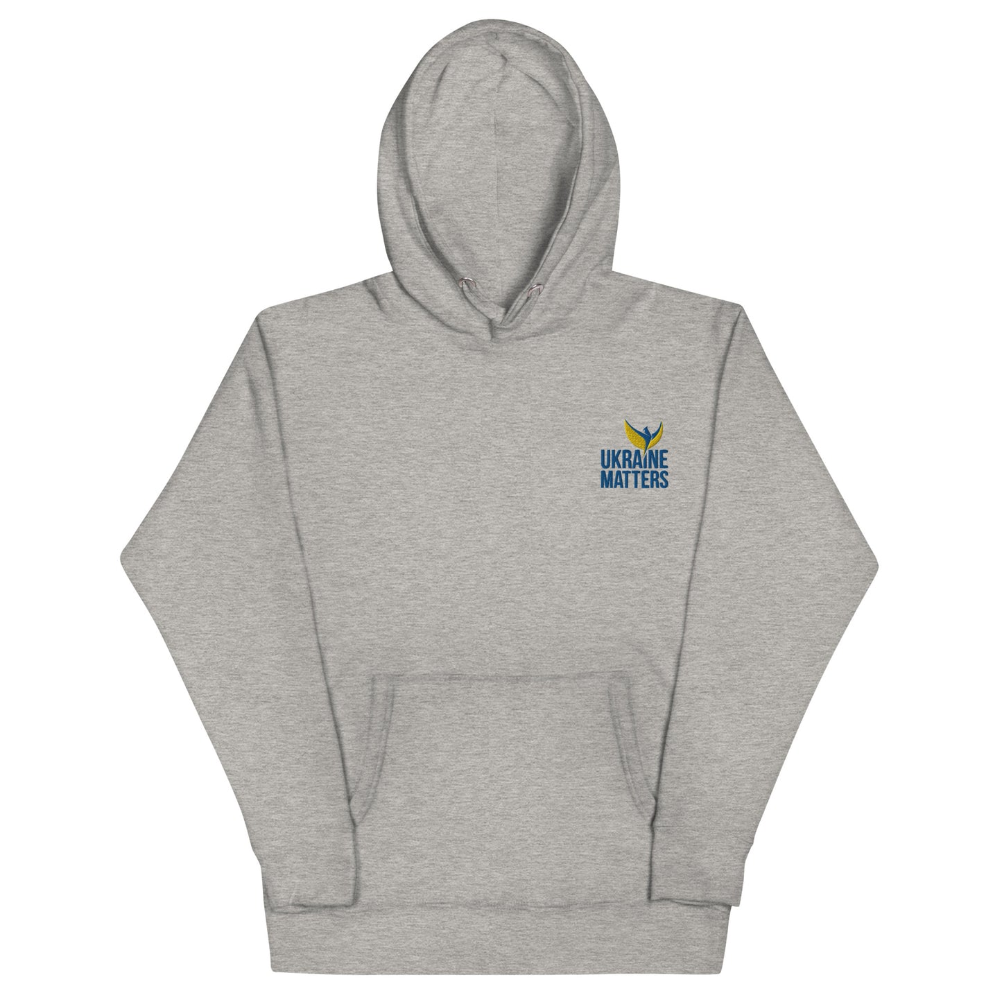 Premium Unisex Hoodie - Embroidered Ukraine Matters Logo