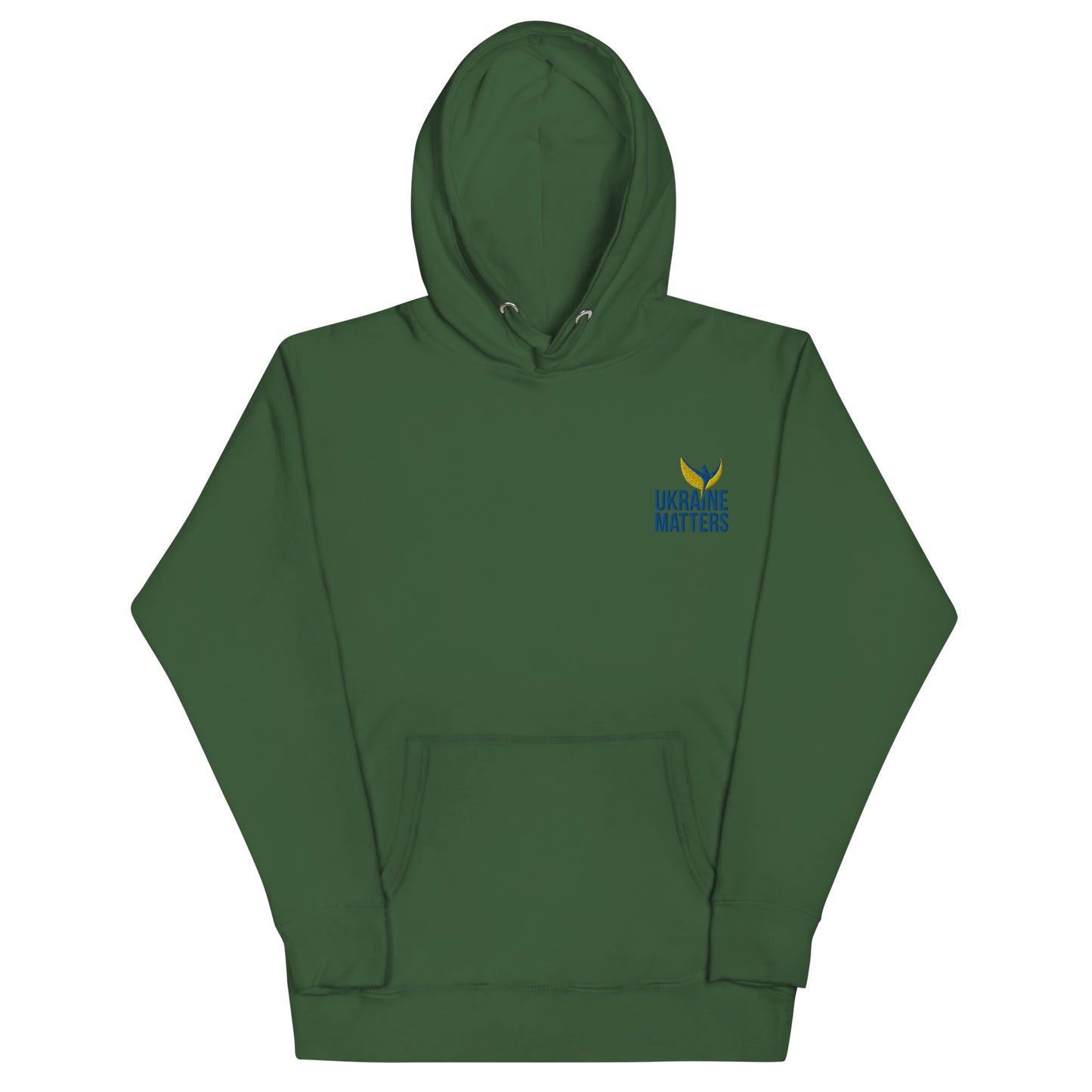 Premium Unisex Hoodie - Embroidered Ukraine Matters Logo