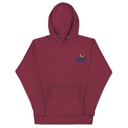 Premium Unisex Hoodie - Embroidered Ukraine Matters Logo