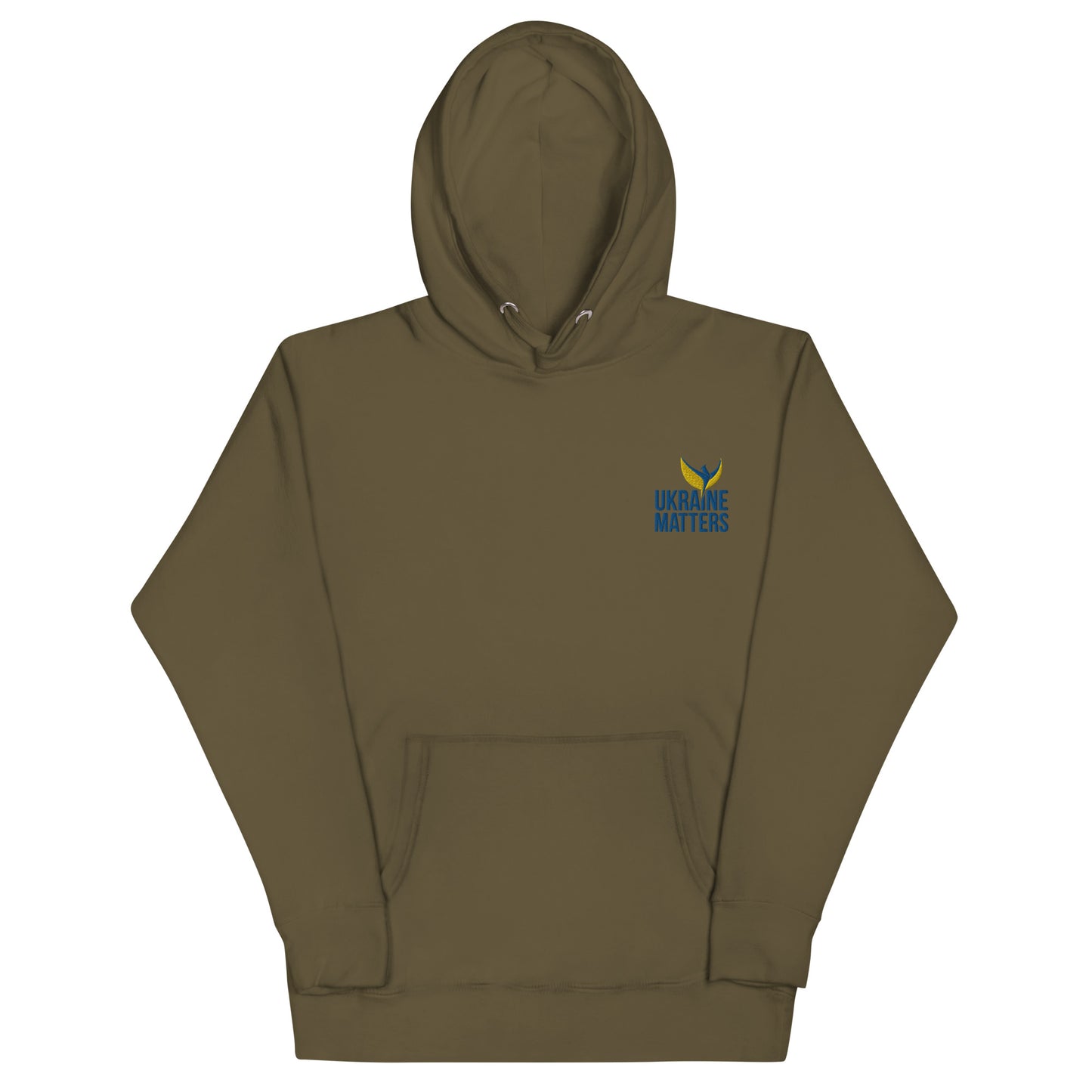 Premium Unisex Hoodie - Embroidered Ukraine Matters Logo