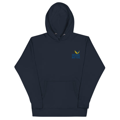 Premium Unisex Hoodie - Embroidered Ukraine Matters Logo