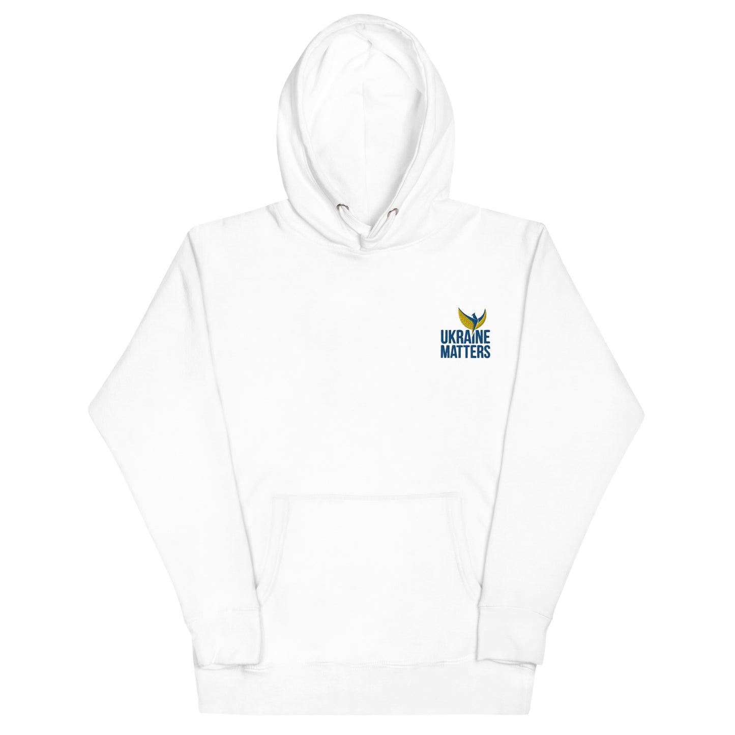 Premium Unisex Hoodie - Embroidered Ukraine Matters Logo