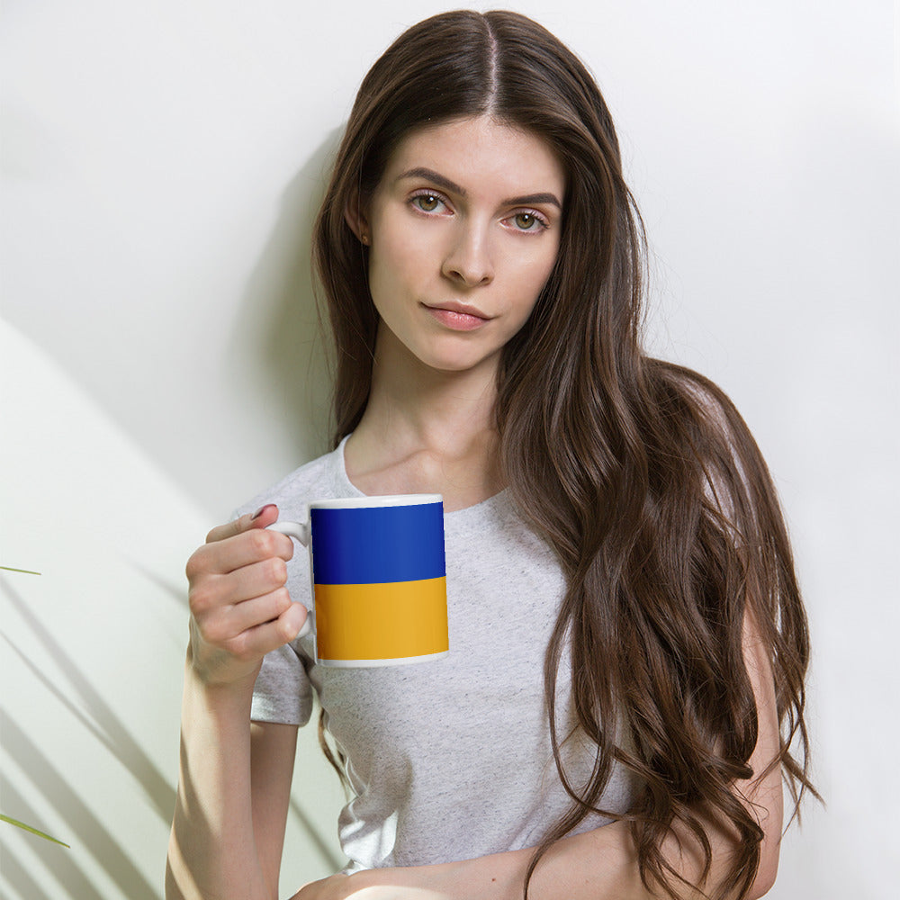 White Glossy Mug -  Ukrainian Colors