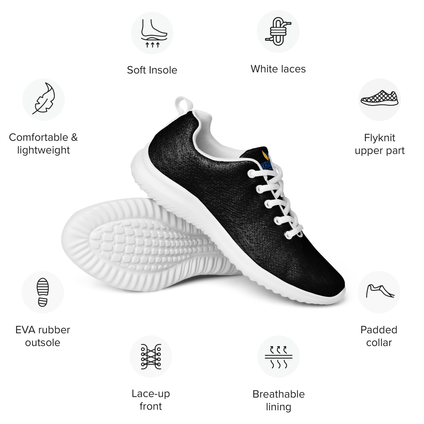 Women’s Black Athletic Shoes - Ukraine Matters Logo