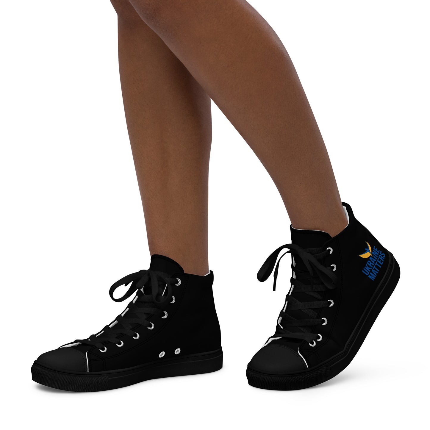 Women’s High Top Black Canvas Shoes - Ukraine Matters Logo