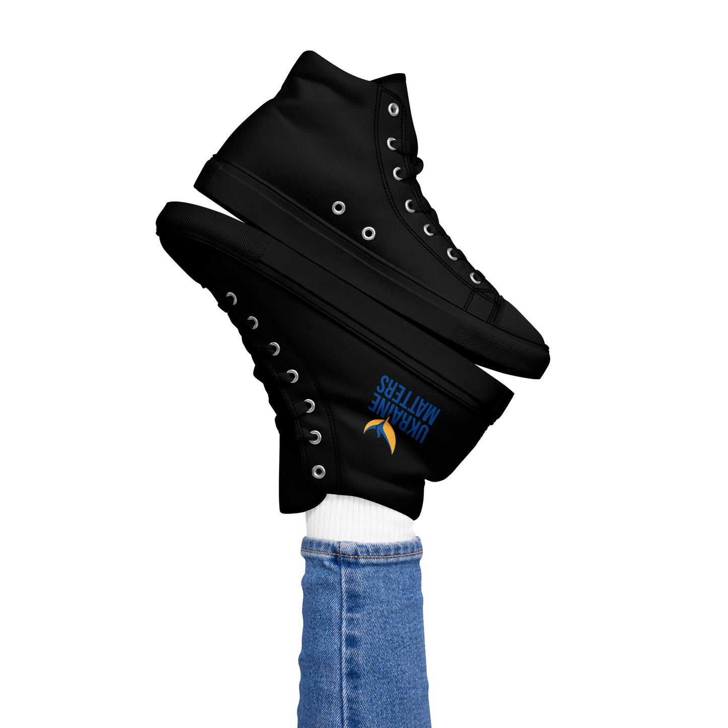 Women’s High Top Black Canvas Shoes - Ukraine Matters Logo